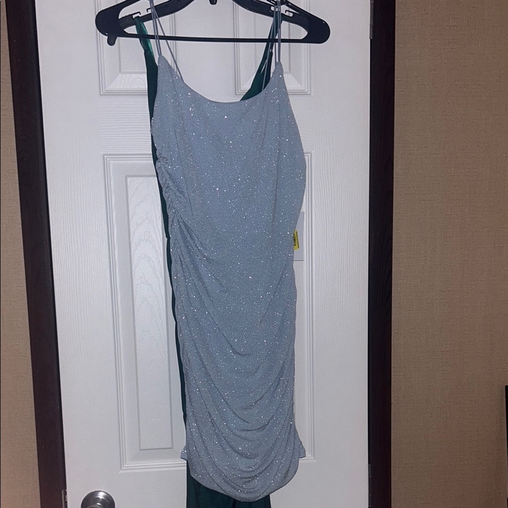 Sparkling Silver Ruched Dress